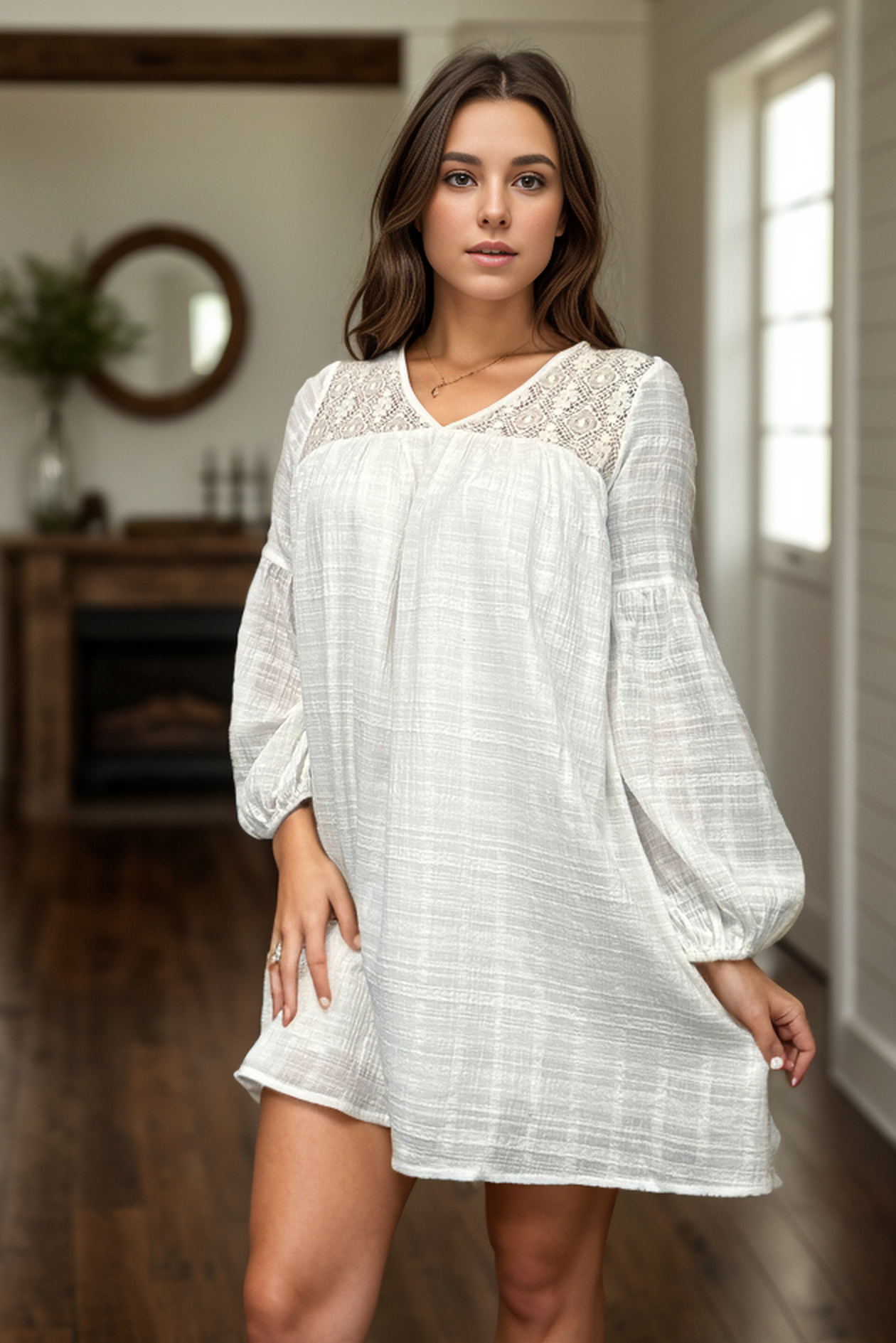 Audry - Ivory Laced Dress
