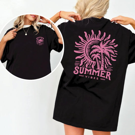 Summer Vibes Beach With Small Accent Graphic Tee