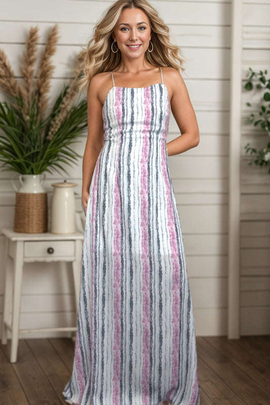Watercolor Striped Maxi - Plum